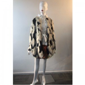 السيدات ZEBRA PRINT FUR COAT RLWF0003